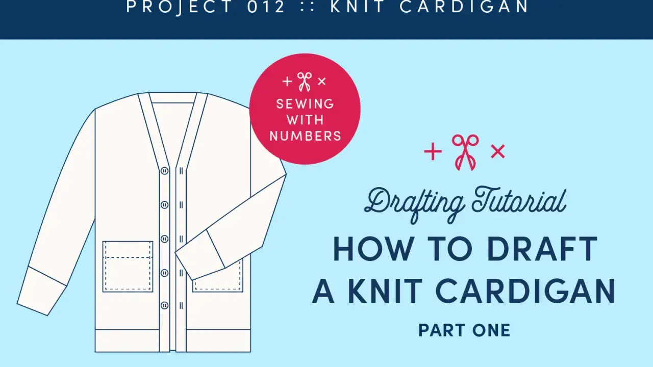 Ritning av en stickad kofta, del ett av en guide för att skapa ett eget cardigan knitting pattern.