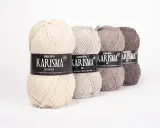 Fyra nystan Drops Karisma i olika jordnära färger. Perfekt garn för att sticka något som inte kliar.